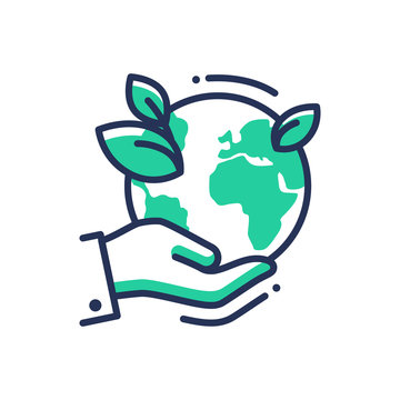Green Earth - modern vector single line icon