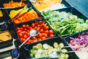 Vegetable mixed organic salad setting in bowl, Healthy food