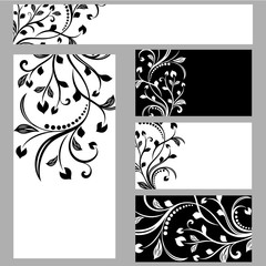 Black and white floral cards and banners