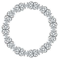 Vintage black and white round floral frame