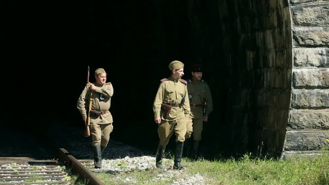 The army of the USSR. Soviet military patrol arrested the saboteur. Reconstruction of the Soviet army. Protection of railroad facilities. The TRANS-Siberian railway.