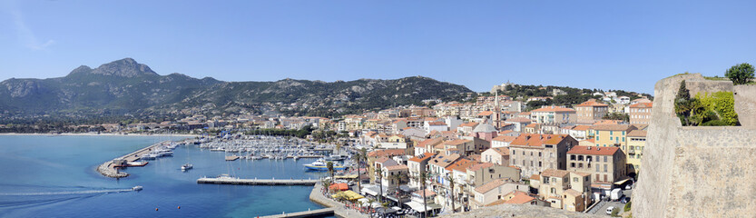 Fototapeta na wymiar view of the marina and the city of Calvi, Corsica