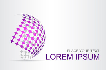 Logo stylized spherical surface with abstract shapes