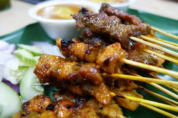 Mutton and chicken satay