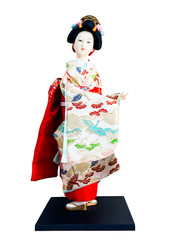 Obraz premium Japanese geisha toy isolated on white background