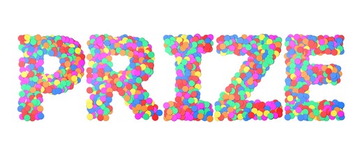 Prize Confetti type word. 3D rendering