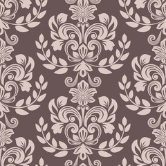 Seamless brown and beige floral wallpaper