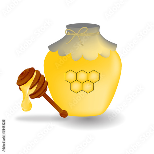 "Honey Pot with Stick Icon Symbol Design. Vector illustration isolated