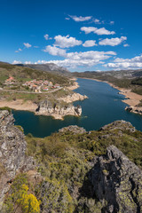 landscape of lake camporredondo in Palencia, Castilla y León, Spain.