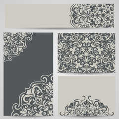 Grey cards with floral ornaments