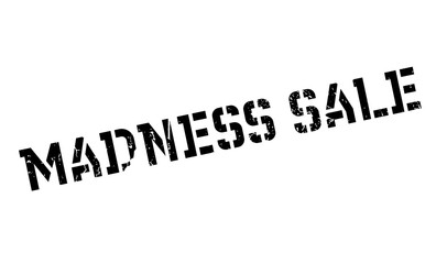 Madness Sale rubber stamp. Grunge design with dust scratches. Effects can be easily removed for a clean, crisp look. Color is easily changed.