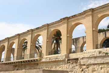 Fototapeta na wymiar Arches Upper Barrakka Gardens in Valletta, Malta