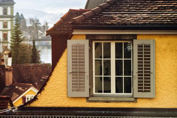 Old classic style windows of Switzerland