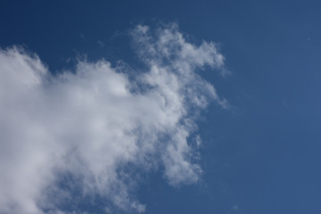 青空と雲「空想・雲のモンスター（中国神話に出てくる足の速い麒麟や犬などのイメージ）」）足の速い、神速、俊足、成功、夢、決断の早い、決断力、ビジネスの成功などのイメージ。空や雲に文字入れスペース（案「神速の○○力」「○○ー神速果敢」など」