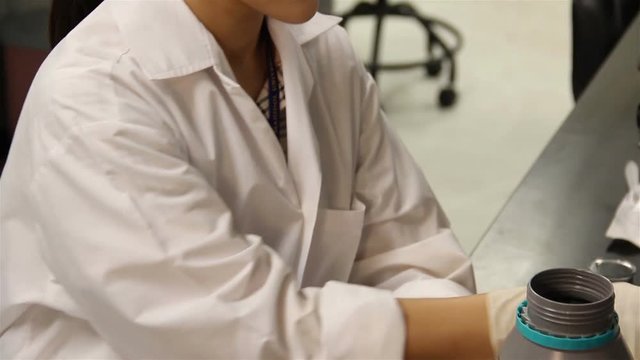 Scientists prepare the salt for testing solubility in the laboratory.