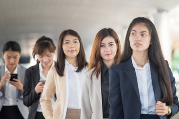 Fototapeta premium Team of Asian man and woman business people in business suit, Portrait business concept.