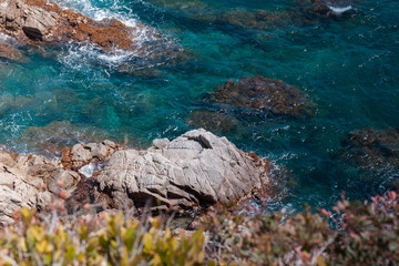 The Summer Blue sea with the rock