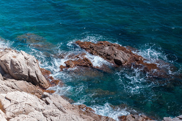 The Summer Blue sea with the rock
