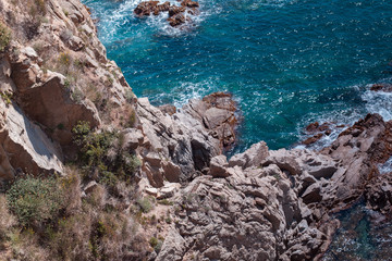 The Summer Blue sea with the rock