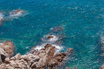 The Summer Blue sea with the rock