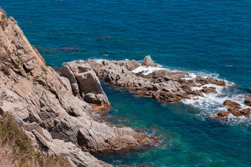 The Summer Blue sea with the rock