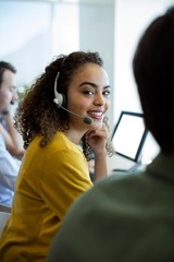 Customer service executive working at office