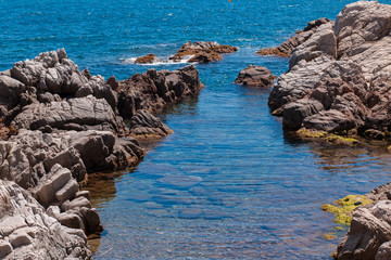 The Summer Blue sea with the rock