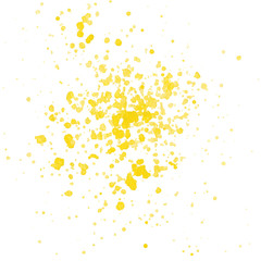 Hand drawn watercolor paint yellow splatter isolated on the white background
