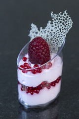 Molecular cuisine dishes in plastic buffet tableware 