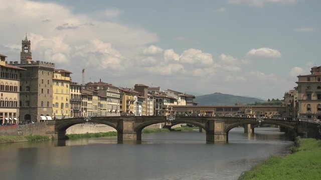 Bridge over Arno river, skyline Florence