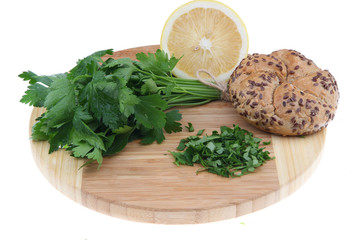Fresh vegetables and fruits on the shredder