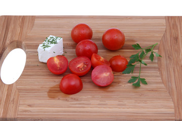 Fresh vegetables and fruits on the shredder