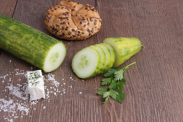 Fresh vegetables and fruits on the shredder
