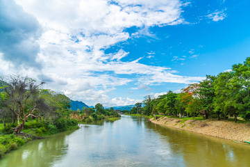 Fototapeta na wymiar Nam Song River at Vang Vieng, Laos