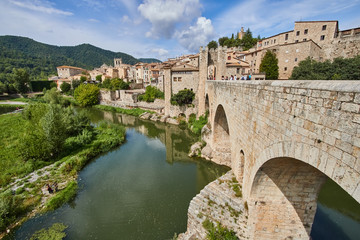 Naklejka na ściany i meble Besalu medieval village in Girona, Spain
