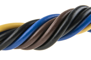 Colored wires isolated on white background