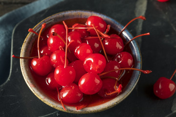 Sweet Red Maraschino Cherries - obrazy, fototapety, plakaty