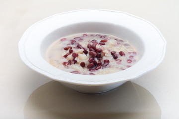 Red bean with Thai sticky rice in coconut cream