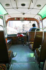 Inside of typical bus of Malta