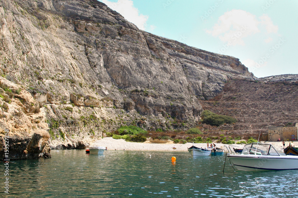 Canvas Prints Malta, Gozo Island, panoramic view of Dwejra internal lagoon