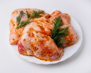 raw chicken meat shish kebab. Isolated