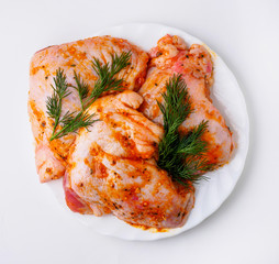 raw chicken meat shish kebab. Isolated