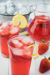 Homemade strawberry rhubard lemonade.