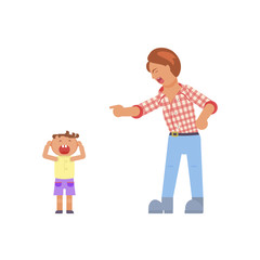 Father shouting at child. Violence in family Vector illustration eps 10.