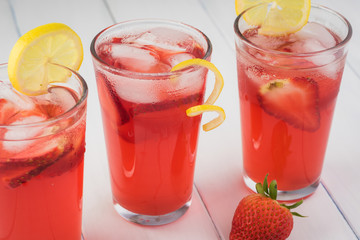 Homemade strawberry rhubard lemonade.