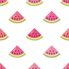 Watermelon pieces seamless pattern background. Watercolor. For print and web.