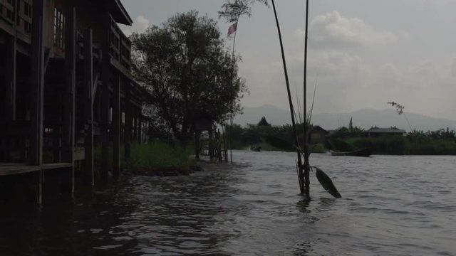 Nyaung Shwe, Cruising waterway with houses on stilts