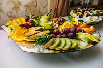 fresh and raw fruits on table