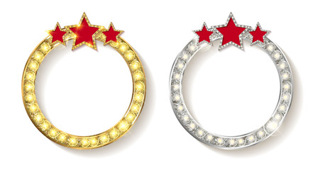 Set of gold with silver frame round