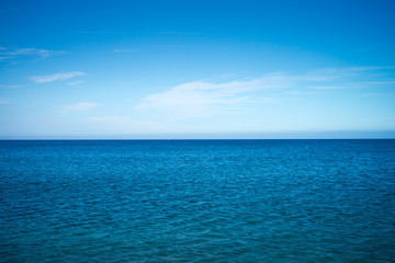 Calm blue sea and sky.